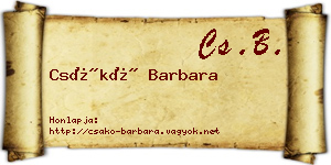 Csákó Barbara névjegykártya